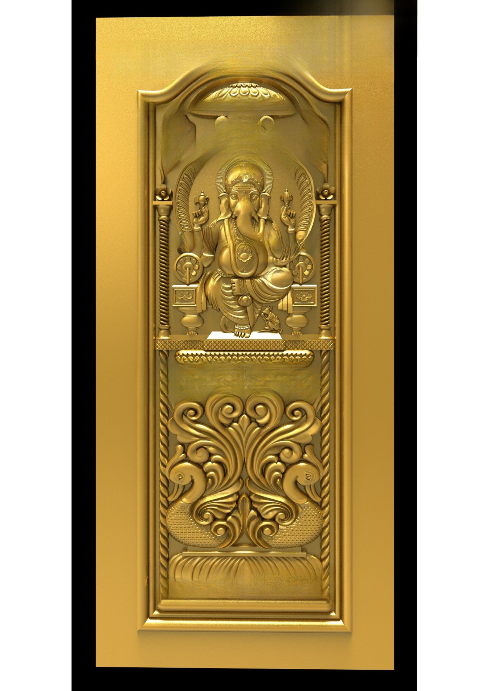 GSK NEW YEAR DOORS - PAGE-05 Lord Ganesha Divine Carved Temple Door 3D Model